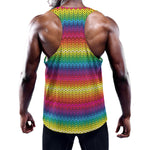 Rainbow Knitted Mexican Pattern Print Training Tank Top