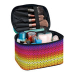 Rainbow Knitted Mexican Pattern Print Travel Makeup Bag