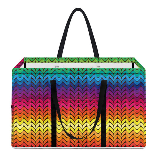 Rainbow Knitted Mexican Pattern Print Utility Tote Bag