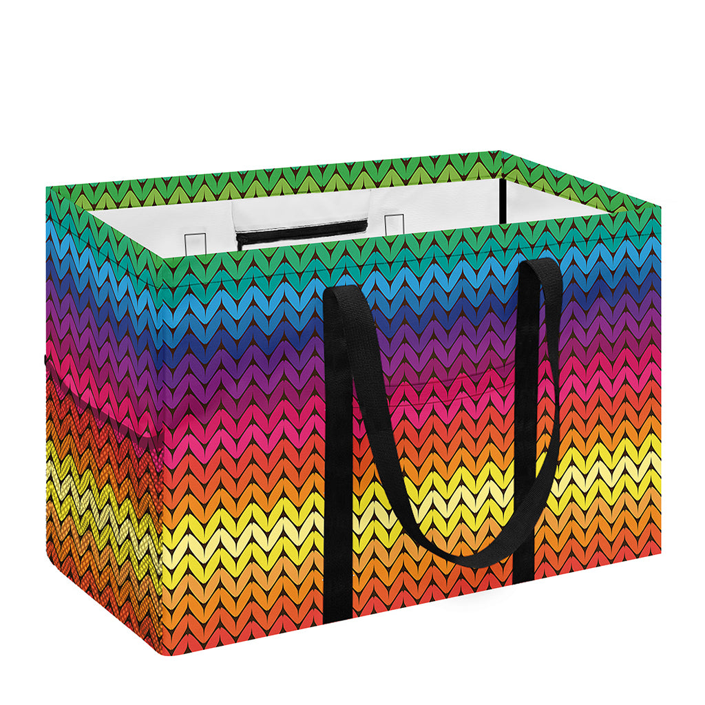 Rainbow Knitted Mexican Pattern Print Utility Tote Bag