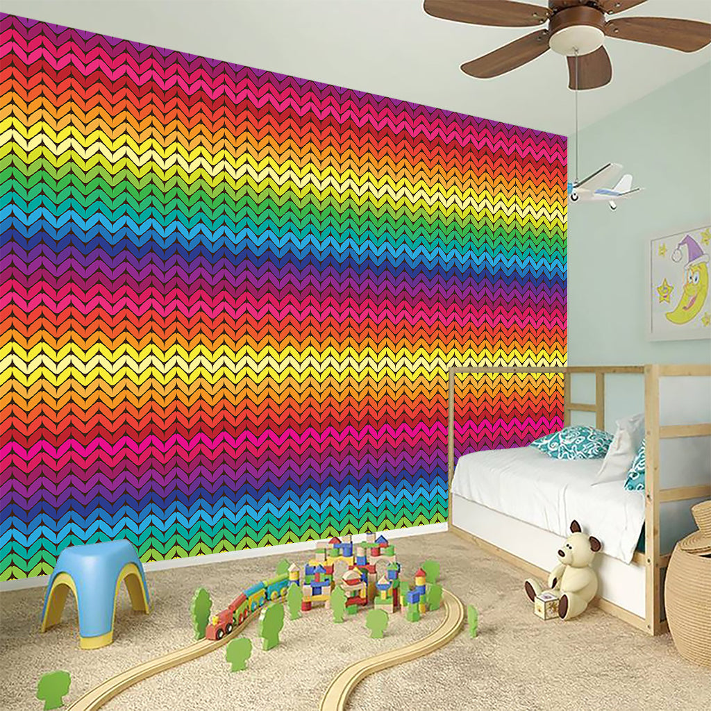 Rainbow Knitted Mexican Pattern Print Wall Sticker