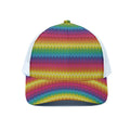 Rainbow Knitted Mexican Pattern Print White Mesh Trucker Hat