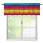 Rainbow Knitted Mexican Pattern Print Window Valance
