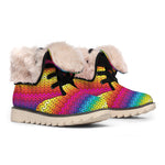 Rainbow Knitted Mexican Pattern Print Winter Boots