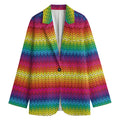 Rainbow Knitted Mexican Pattern Print Women's Blazer