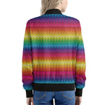 Rainbow Knitted Mexican Pattern Print Women's Bomber Jacket