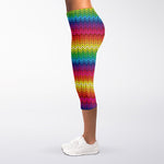 Rainbow Knitted Mexican Pattern Print Women's Capri Leggings