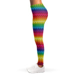 Rainbow Knitted Mexican Pattern Print Women's Leggings