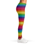 Rainbow Knitted Mexican Pattern Print Women's Leggings