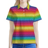 Rainbow Knitted Mexican Pattern Print Women's Polo Shirt