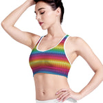 Rainbow Knitted Mexican Pattern Print Women's Sports Bra