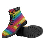 Rainbow Knitted Mexican Pattern Print Work Boots