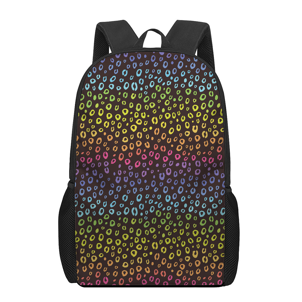 Rainbow Leopard Pattern Print 17 Inch Backpack