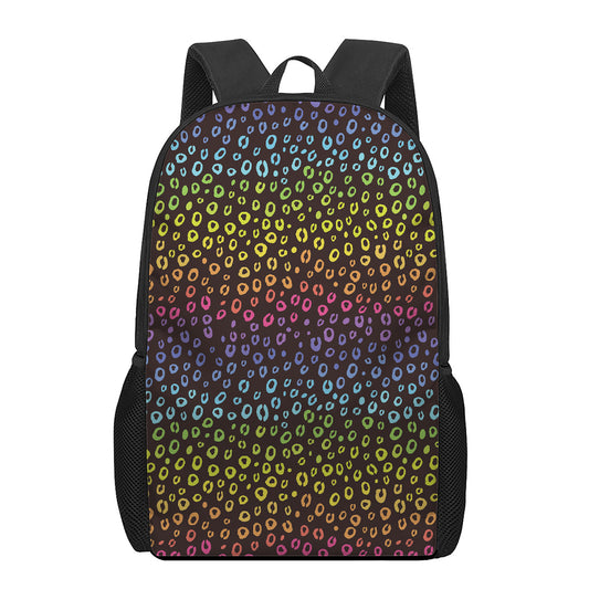 Rainbow Leopard Pattern Print 17 Inch Backpack
