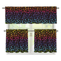 Rainbow Leopard Pattern Print 3 Piece Kitchen Curtains
