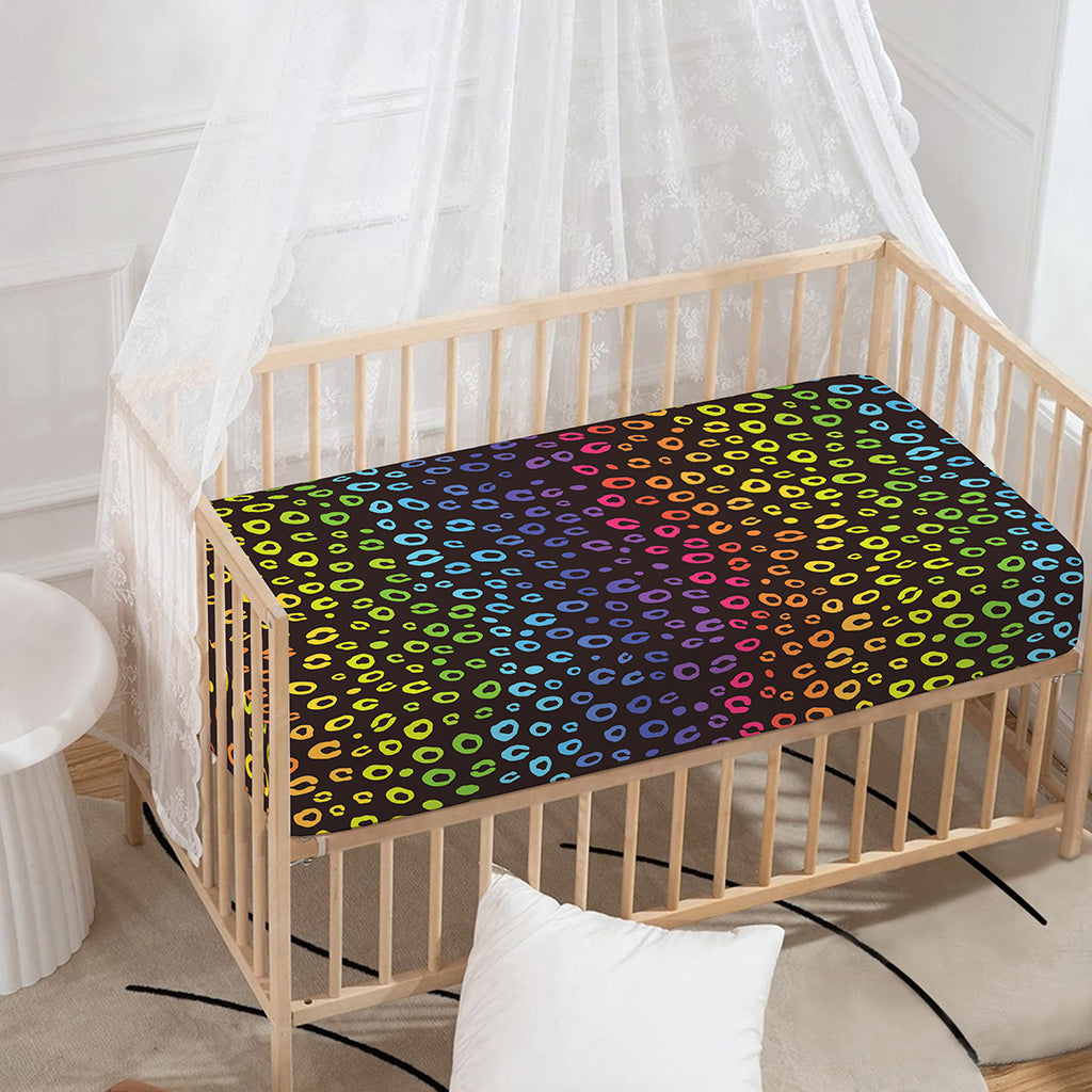 Rainbow Leopard Pattern Print Baby Crib Sheet
