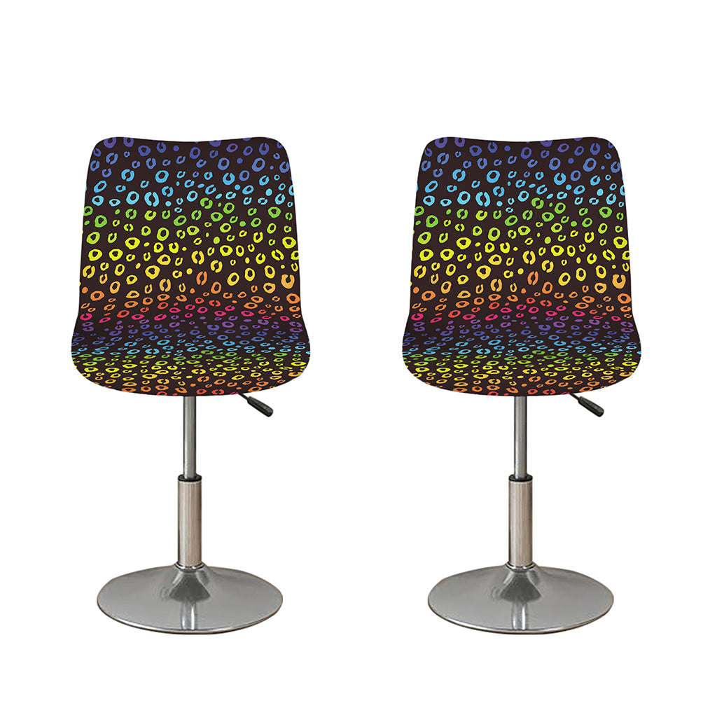 Rainbow Leopard Pattern Print Bar Stool Covers