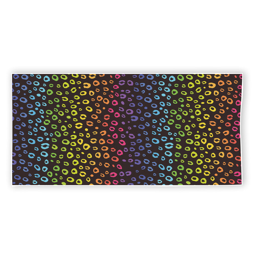 Rainbow Leopard Pattern Print Beach Towel