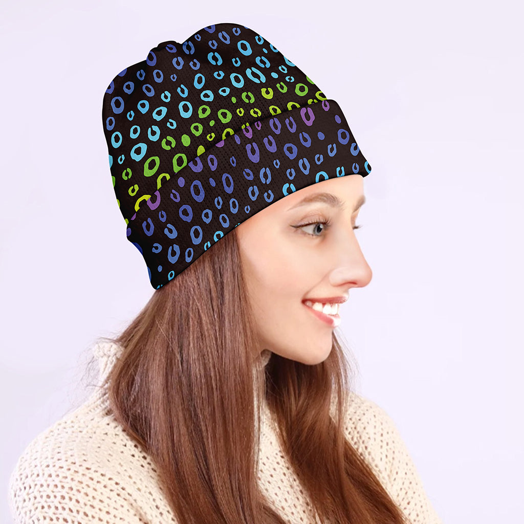 Rainbow Leopard Pattern Print Beanie