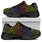 Rainbow Leopard Pattern Print Black Chunky Shoes