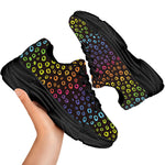 Rainbow Leopard Pattern Print Black Chunky Shoes