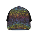 Rainbow Leopard Pattern Print Black Mesh Trucker Hat