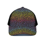 Rainbow Leopard Pattern Print Black Mesh Trucker Cap