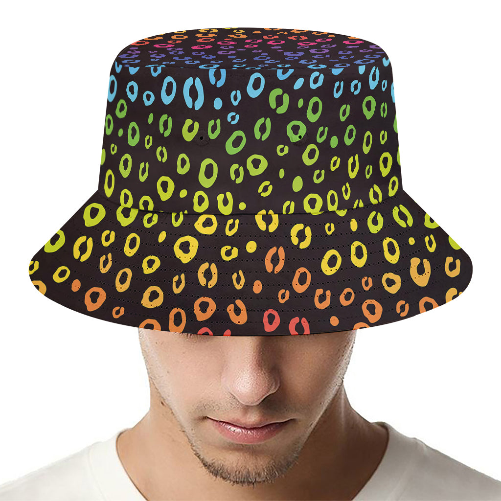 Rainbow Leopard Pattern Print Bucket Hat
