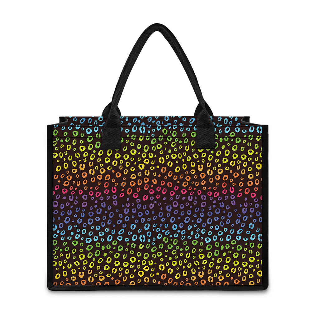 Rainbow Leopard Pattern Print Canvas Tote Bag