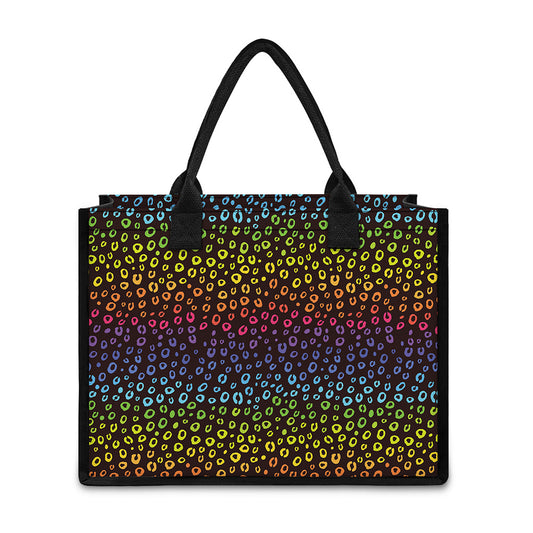Rainbow Leopard Pattern Print Canvas Tote Bag