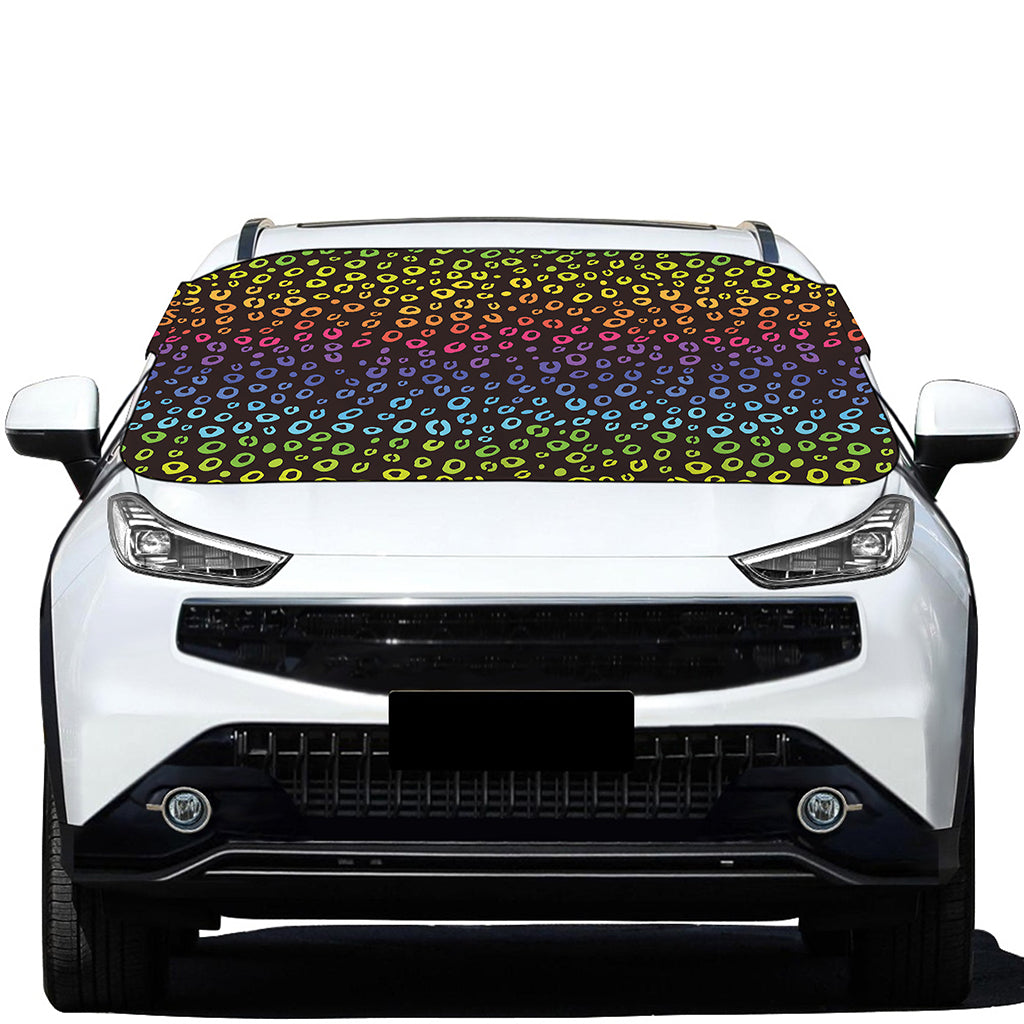 Rainbow Leopard Pattern Print Car Windshield Snow Cover