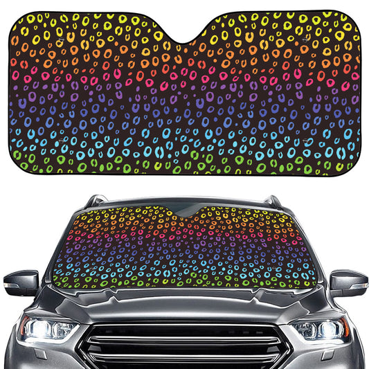 Rainbow Leopard Pattern Print Car Windshield Sun Shade