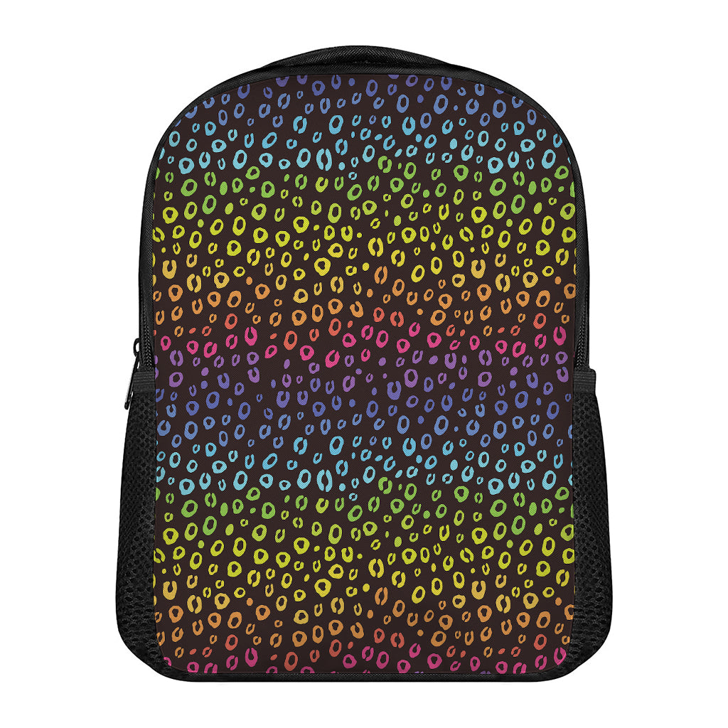 Rainbow Leopard Pattern Print Casual Backpack