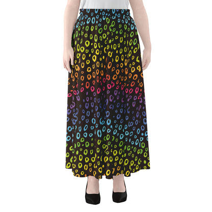 Rainbow Leopard Pattern Print Chiffon Maxi Skirt
