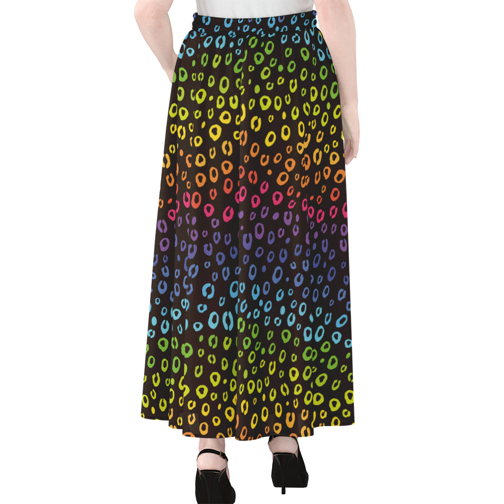 Rainbow Leopard Pattern Print Chiffon Maxi Skirt