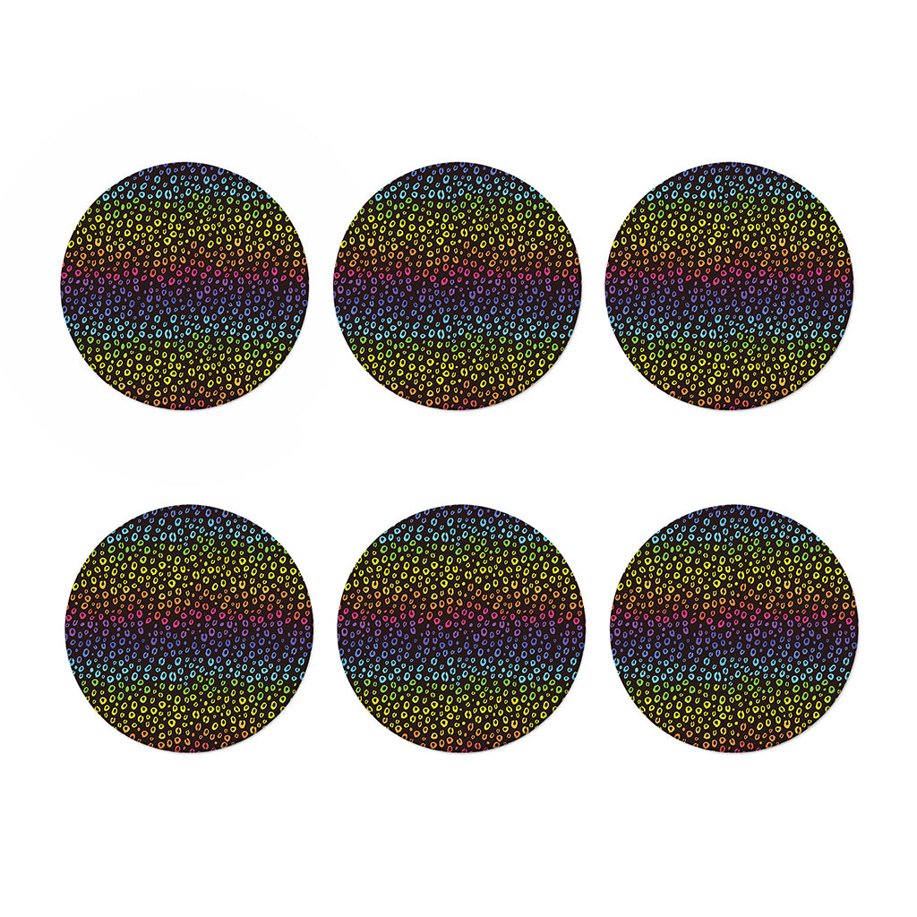 Rainbow Leopard Pattern Print Coaster Set