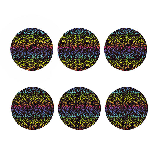 Rainbow Leopard Pattern Print Coaster Set