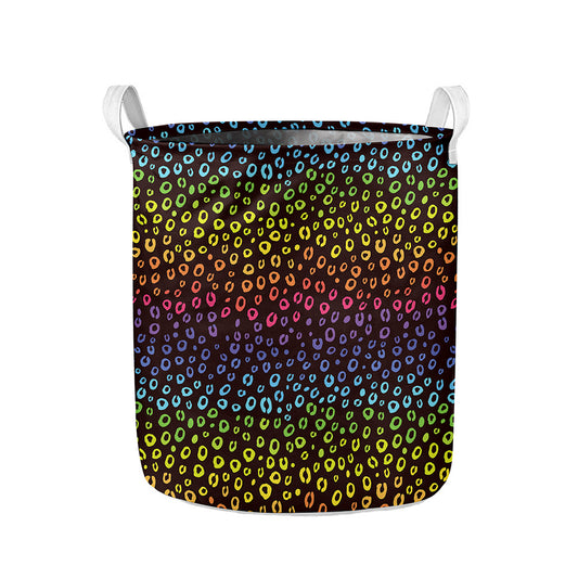 Rainbow Leopard Pattern Print Collapsible Laundry Basket
