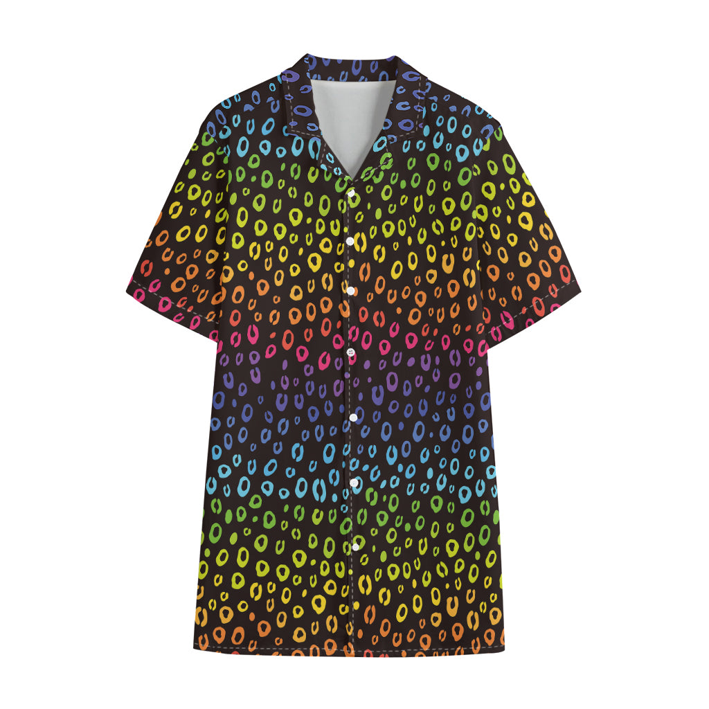 Rainbow Leopard Pattern Print Cotton Hawaiian Shirt