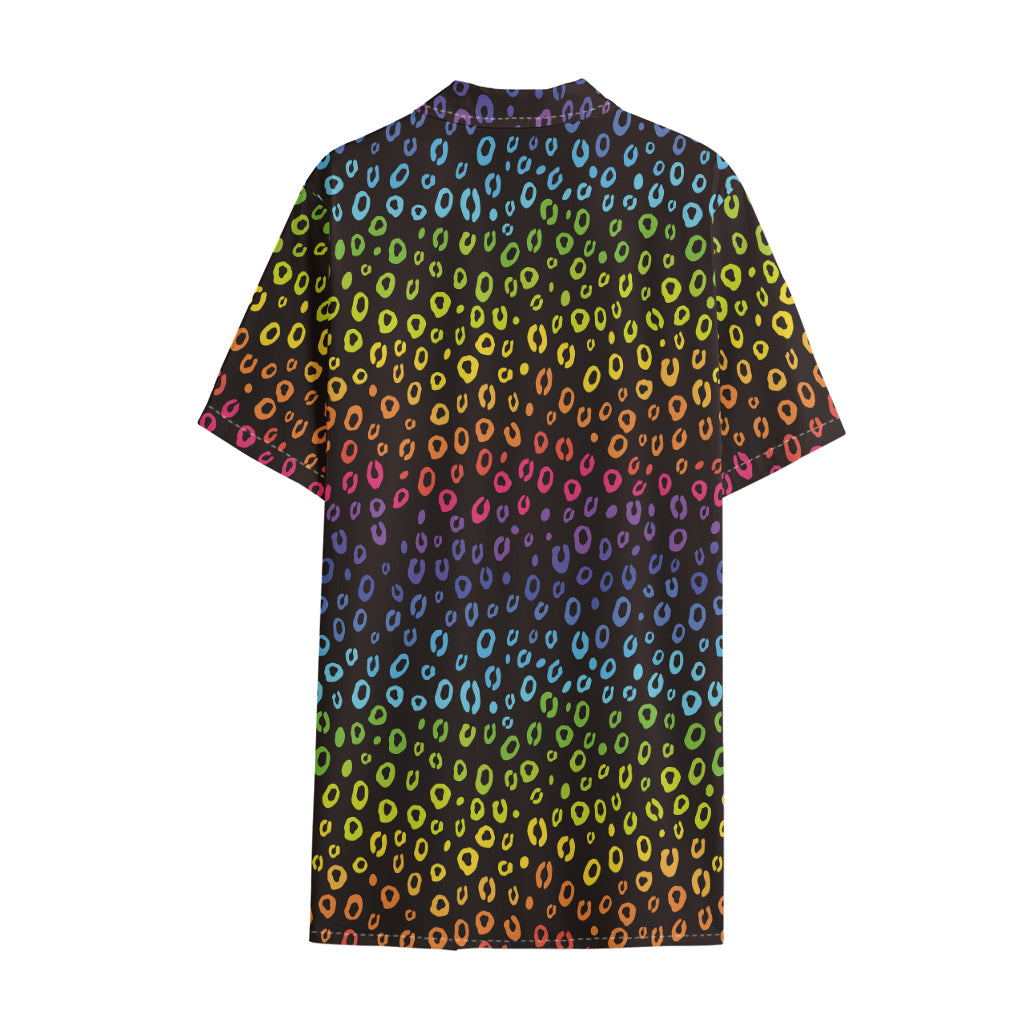 Rainbow Leopard Pattern Print Cotton Hawaiian Shirt