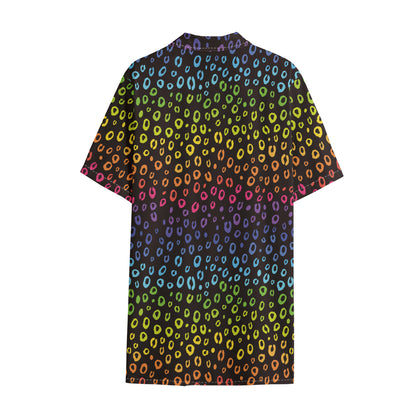 Rainbow Leopard Pattern Print Cotton Hawaiian Shirt