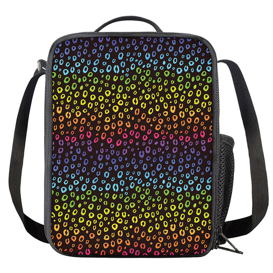 Rainbow Leopard Pattern Print Crossbody Lunch Bag
