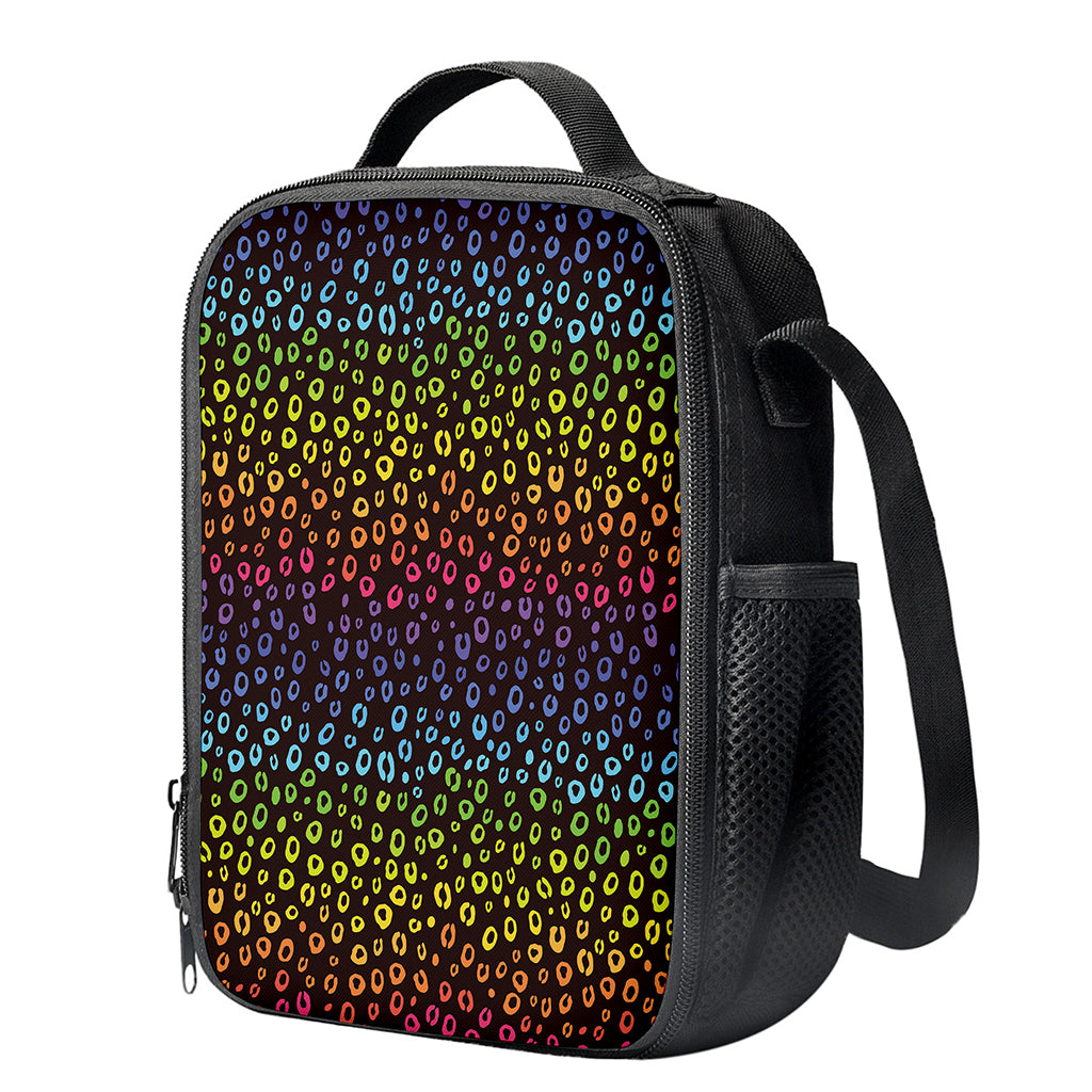 Rainbow Leopard Pattern Print Crossbody Lunch Bag