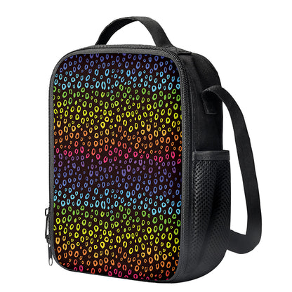 Rainbow Leopard Pattern Print Crossbody Lunch Bag