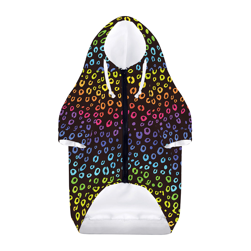 Rainbow Leopard Pattern Print Dog Zip Up Hoodie