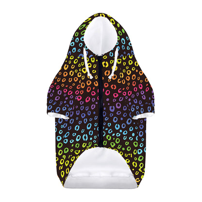Rainbow Leopard Pattern Print Dog Zip Up Hoodie