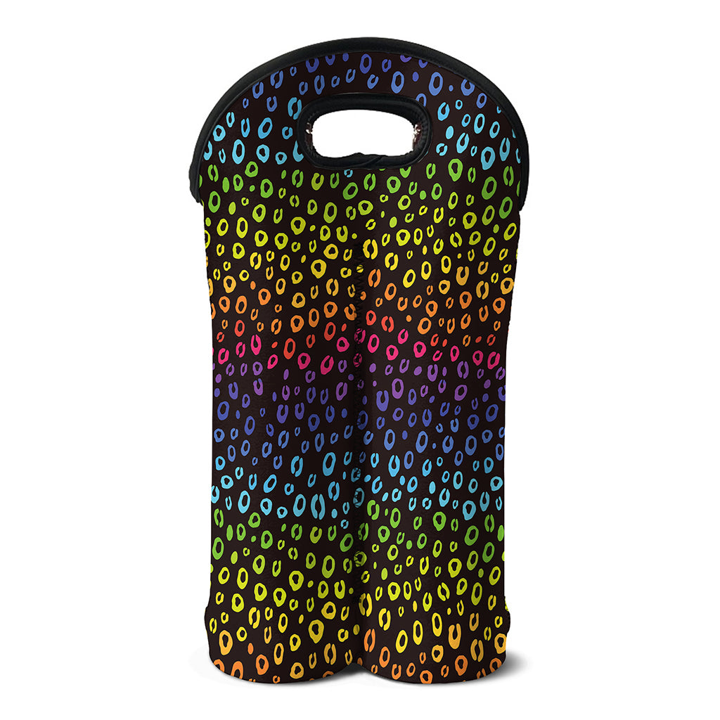 Rainbow Leopard Pattern Print Double Neoprene Wine Tote
