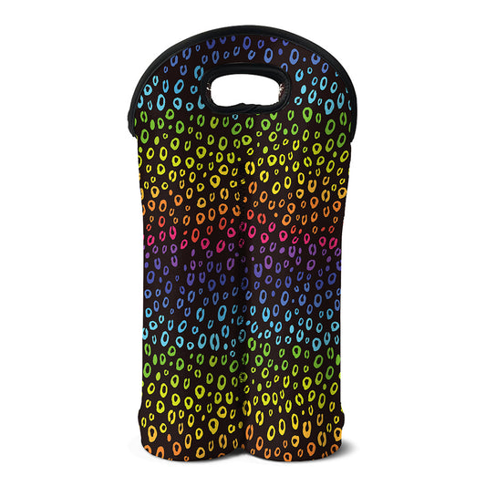 Rainbow Leopard Pattern Print Double Neoprene Wine Tote