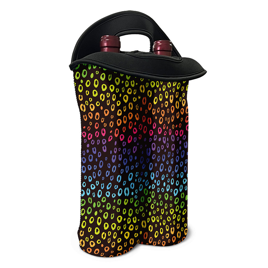Rainbow Leopard Pattern Print Double Neoprene Wine Tote