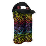 Rainbow Leopard Pattern Print Double Neoprene Wine Tote